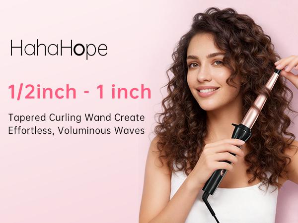 HAHAHOPE Tapered Curling Iron (1/2-1 in) - Ceramic Dual Voltage Hair Styling Tool, Heat Control Hair Waver, Frizz-Reducing Heat Styling Curlers & Straighteners Accessory
