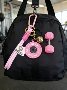 Handcrafted Sport Fitness Barbell Dumbbell Keychain Set with Bells Keyring, Bells Barbells Dumbbells Pendant Unisex Fitness Gym Keychain Barbell Dumbbell Bag Charm Woven Rope Gym Pendant Purse Lanyard Key Chain for Fitness Enthusiasts Valentine'S Day Gift