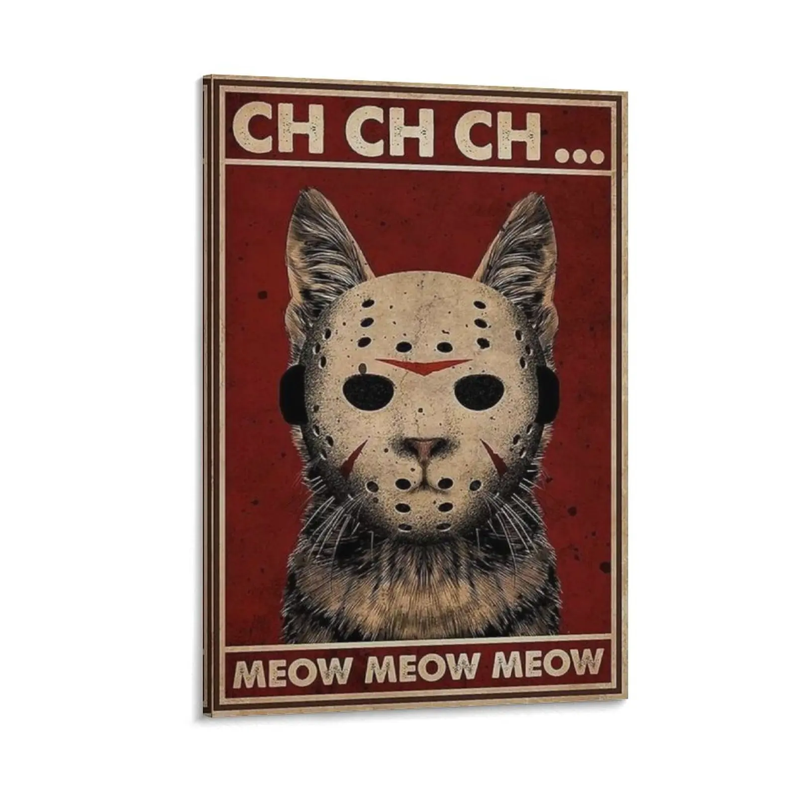Meow Meow Meow - Funny Horror Cats Wall Art Poster, Retro Halloweens Spooky Decor for Home Or Office Canvas Poster Bedroom Decor Sports Landscape Office Room Decor Gift Frames Ornaments Artistic Decoration Print Photo