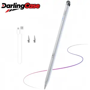 Darlingcase 2-in-1 iPad Stylus Pen,  for iPad Pro 11 "/12.9"/M4, iPad Air 3/4/5/M2/M3 active touch screen pens from 2018 to 2025, with anti misoperation, fast charging, pen cap compatible with Android, white Stylus Writing