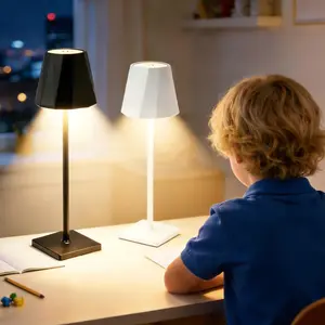 1PC Rechargeable Wireless Table Lamp, Portable LED Desk Lamp with 3 Color Modes & Stepless Dimming, Ideal for Bedroom, Desk, Cafe, Terrace, Romantic Dinner & Home Holiday Decor