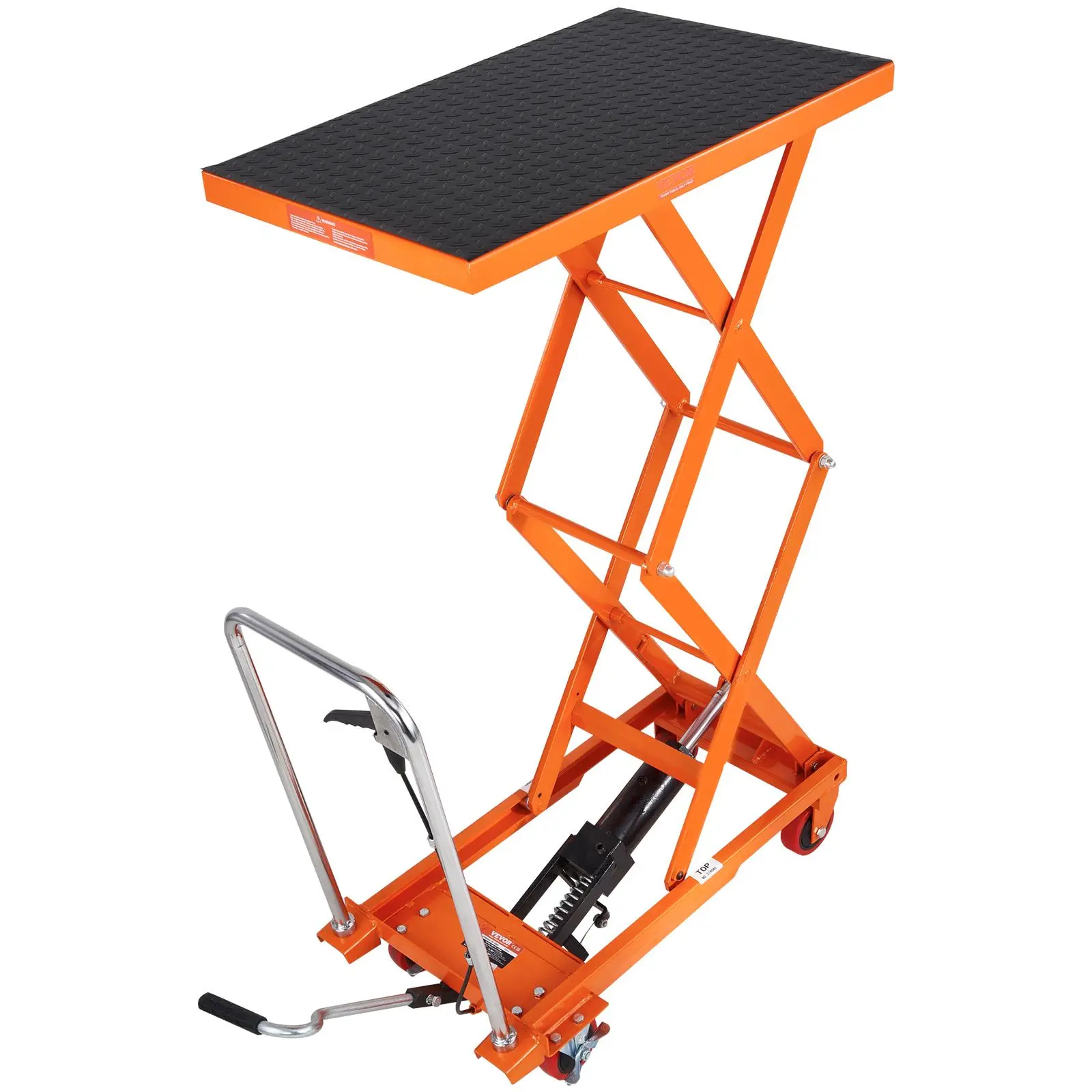 【DealsForYouDays】VEVOR Hydraulic Lift Table Cart 330lbs Capacity 50" Lifting Height Manual Double Scissor Lift Table with 4 Wheels and Non-Slip Pad