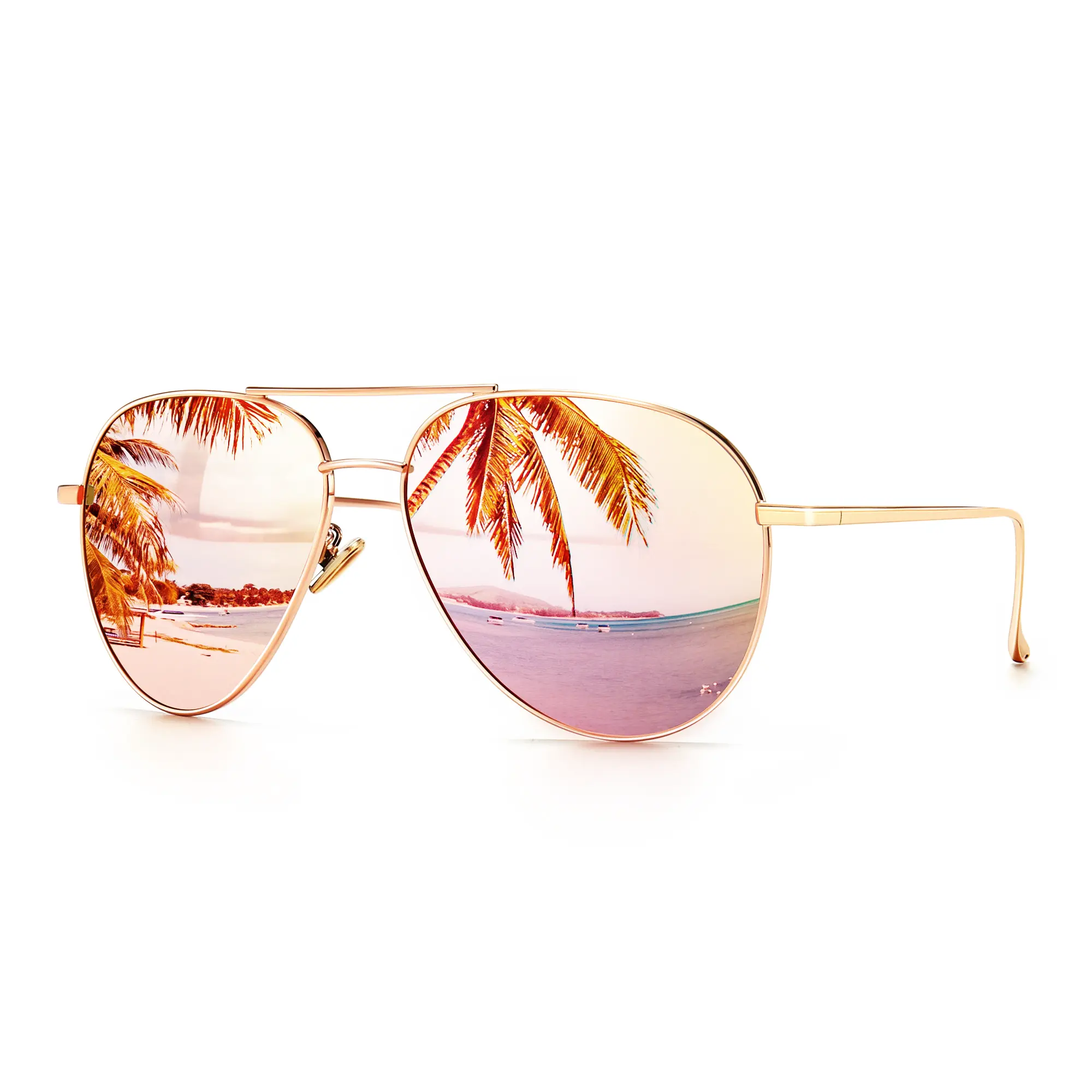 SUNGAIT Women's Oversized Aviator Sunglasses, Trendy Casual Shades with Rose Gold Metal Frame, Polarized Mirrored Lens with UV400 Protection 60mm, Trendy Casual Sunglasses, Casual Wear