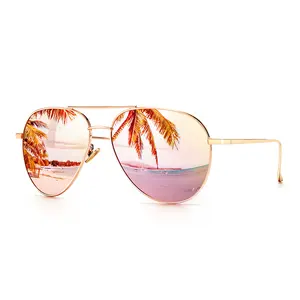 SUNGAIT Women's Oversized Aviator Sunglasses with UV400 Protection Polarized Mirrored Lens 60mm Fluffy Rose Gold Frame Luxury Fashionable Design