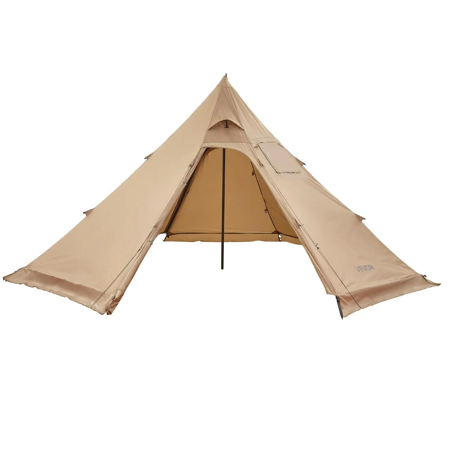 VEVOR Ultralight Spacious Tipi Shape Family Tent for 3-4 Persons, Portable 4 Season Waterproof Canvas Winter Shelter Tent with Stove Jack, Ideal for Hiking Fishing Backpacking, M Size