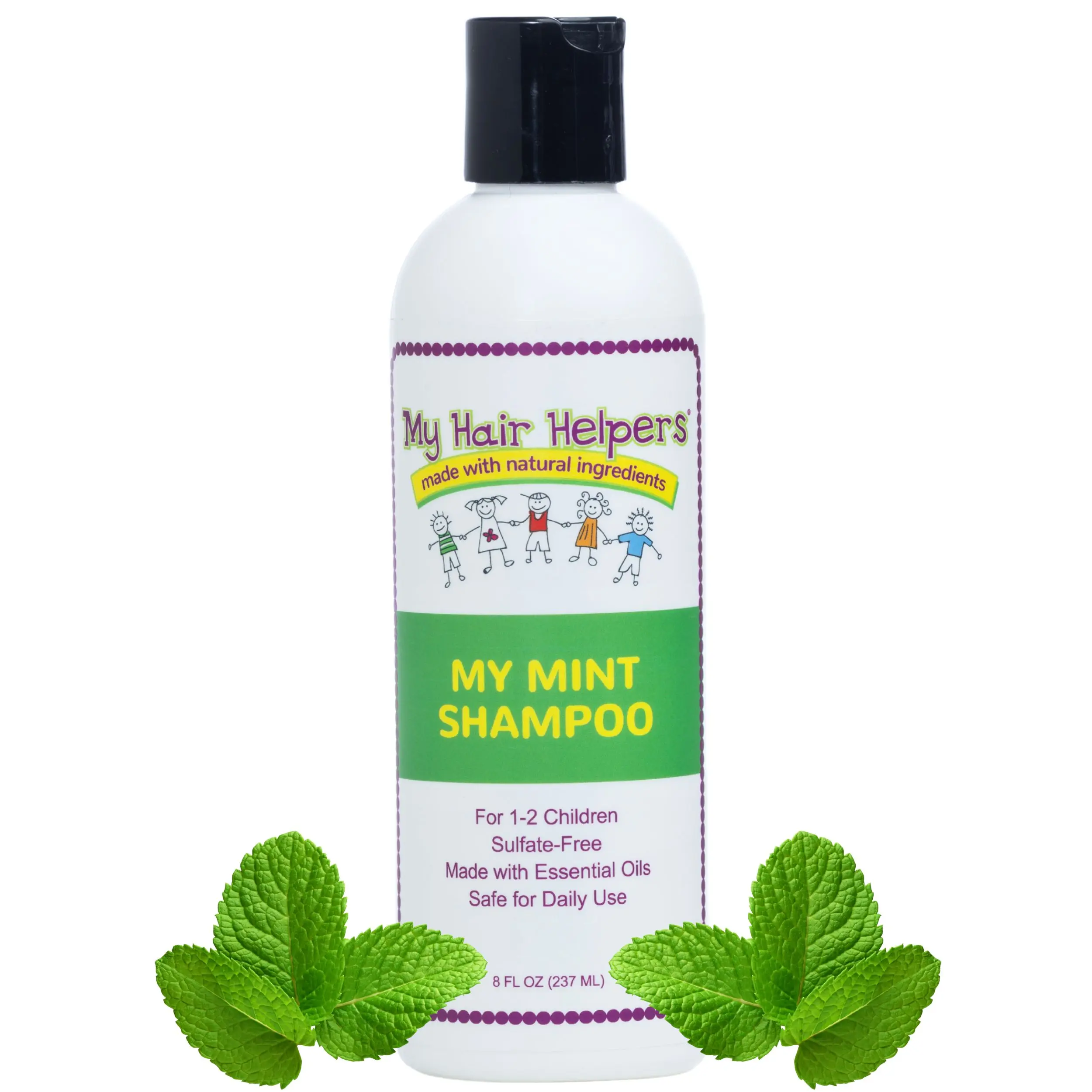 My Hair Helpers My Mint Shampoo - 8oz Sulfate-Free Natural Lice Prevention for Kids - Gentle with Peppermint, Neem & Rosemary Oils - for 1-2 Children