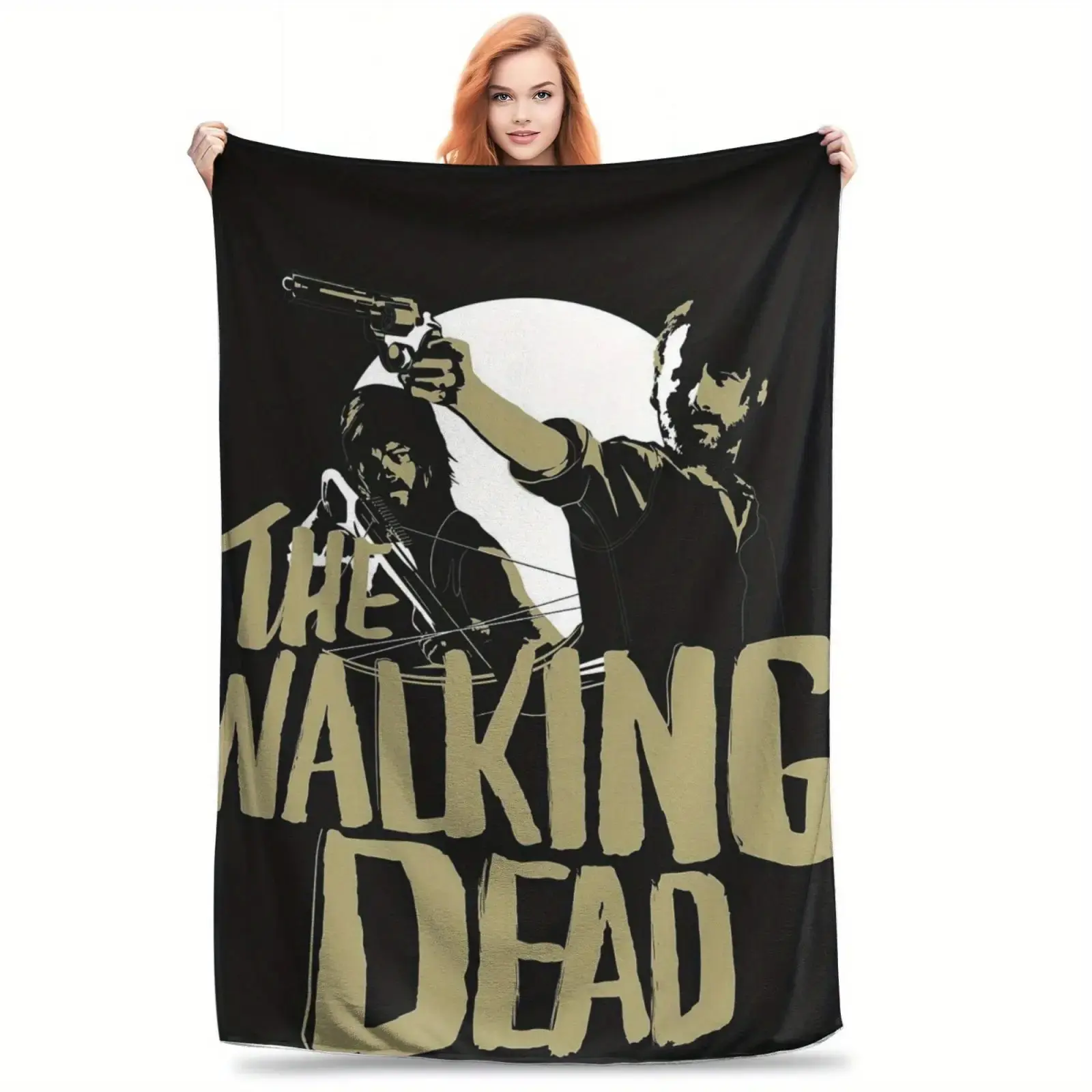 The Walking Dead TV Series Retro Printed Cotton Flannel Blanket - Wrinkle Resistant, Breathable, Durable, Soft, Lightweight, Machine Washable, All-Season Comfort for Sofa, Bedroom