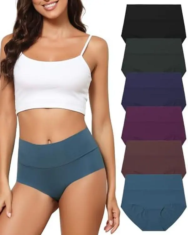 LEVAO Women's High Waist Seamless Underwear Full Coverage Brief No Show Panties Sexy Comfortable Pantie Multi Pack S-XXL in Various Colors