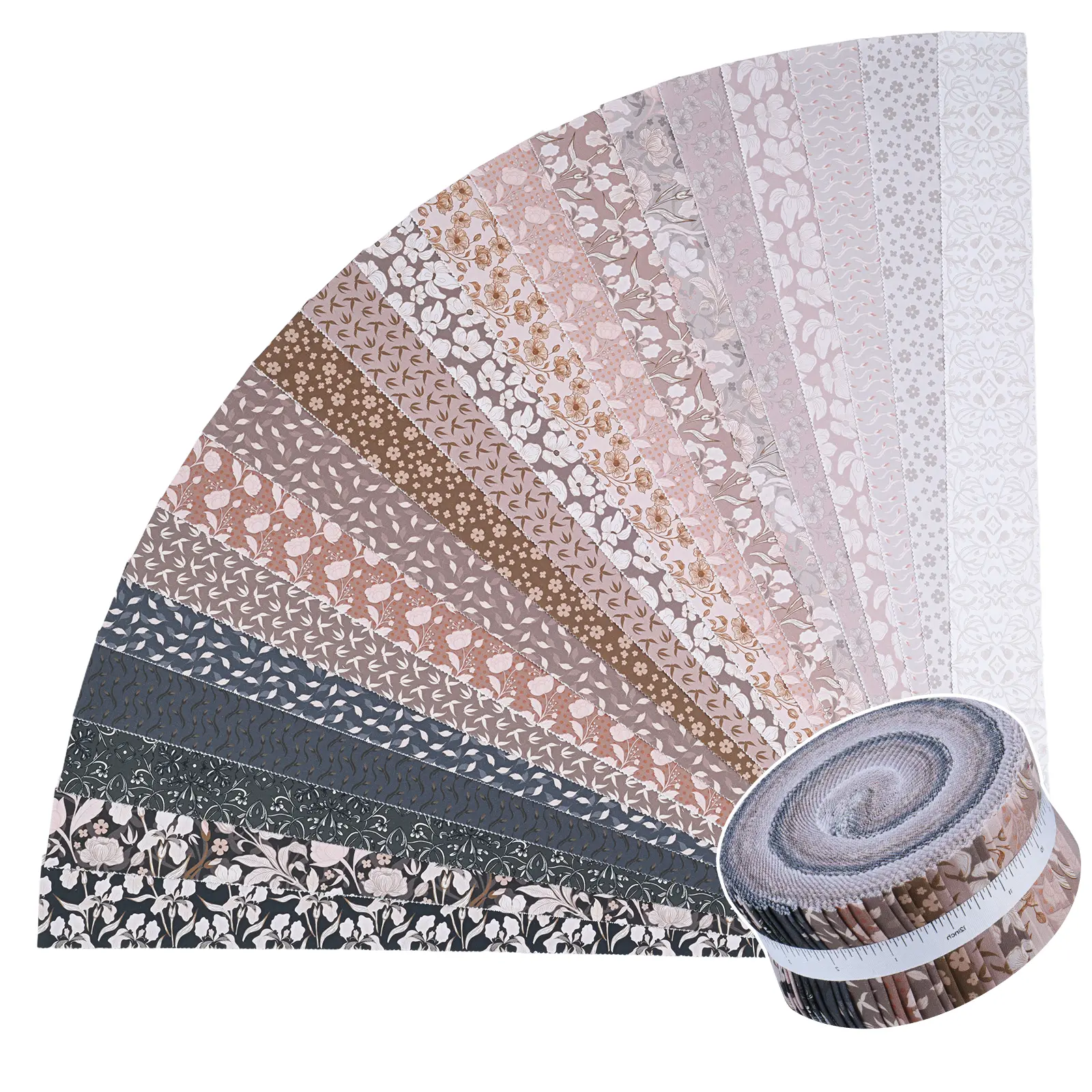 ShinyStitch Mercerized Precut Cotton Fabric Strips Roll Bundle,Medium Weight 5.5 oz,40 Pieces 2.5"x44", with Anti-Fray Edges, Soft Premium Quilting Fabric for Patchwork, DIY Crafts, Crafting Supplies, Fall Dusk