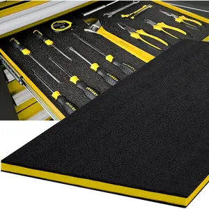 Tool Box Foam, 1PC 48x24x1 inch, Foam Inserts for Cases, Polyethylene Storage Sheets for Toolbox Hard Case, Tool Shadow Insert, Kaizen Organizer Sheet, Black with Yellow