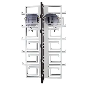 Wall Mounted White Wood Sunglasses Rack - 15-Pair - Chinoiserie Collection