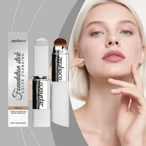 Zephoco Magic Color Changing Foundation Stick - Natural Tone - Full Coverage Concealer & Skin Adapting Makeup Base - Waterproof Long-Lasting Multi-Use Stick for All Skin Types