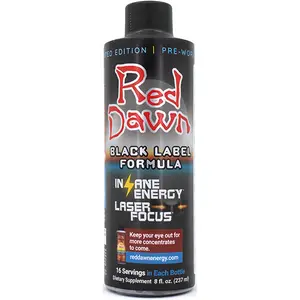 RED DAWN BLACK LABEL FORMULA Edible Liquid Pre-Workout Fitness Supplement, 8 fl oz Bottle, 16 Servings, Limited Edition - B12 Blend for Energy Boost & Laser Focus, Healthcare Dietary Vitamin Support