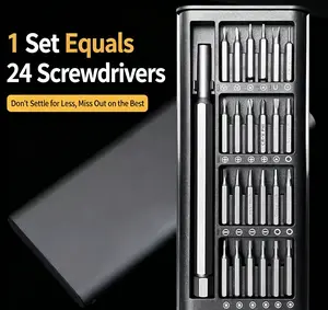 24-In-1 Multi-Functional Precision Screwdriver Set, Screwdriver Bits, Stainless Steel, Complete Tool Bit Removal, Compact Carrying Case, Professional Toolkit