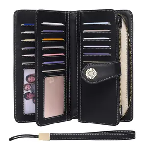 Large Capacity Trifold Ladies Wallet with RFID Blocking - Genuine Leather Women's Wallet
