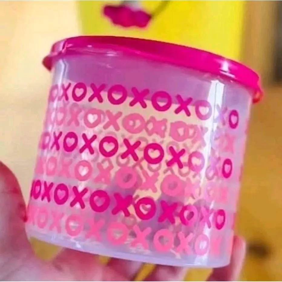 2-Cup Valentine Hearts Mini Canister  Hot Pink