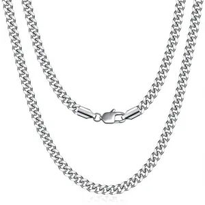 3/4/5mm Cuban Link Chain for Men, Gold/Silver Plated Stainless Steel Necklaces, Hip-Hop Cuban Chain for Men Boys,18-26 Inch Neck Chains Accessories Jewelry, Durable Lobster Clasp