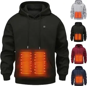 Unisex Pullover Heated Hoodie Sweatshirt Warm Hooded Heating Coat USB for Men and Women 5 Heating Zones 3 Settings 7.4V Battery Machine Washable Ideal for Outdoor Adventures