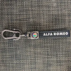 for Alfa Romeo-Compatible Leather Keychain Strap | Durable Metal Clip | Car Key Accessory | Gift for Drivers