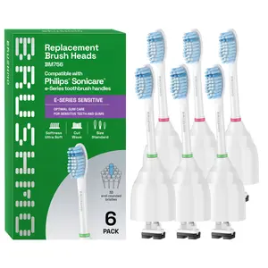 Sensitive e-Series Replacement Toothbrush Heads Compatible with Philips Sonicare e-Series - 6 Pack, White