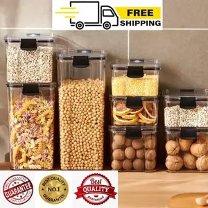 Sealed Jars Kitchen Grain Storage Organizer Large Tank Plastic Moisture-proof Storage Box Household Seasoning Jars Set