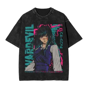 valentine shirts  Washed T Shirt Yoru Chainsaw Man War 10Devil T-Shirt Oversize Asa Mitaka Streetwear Cotton Summer Tops Tops Tees for Men Women