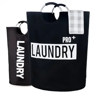 Pro+ Super Large 39.63 Gallon/21.66 Gallon Heavy Duty Laundry Basket with Cushioned Handle Foldable Bucket for Homes Laundry Rooms Dorms Apartments high-quality laundry basket Collapsible Double-Layer Laundry Hamper