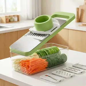 6-in-1 Vegetable Cutter, Mandoline Slicer for Kitchen, Vegetable Slicer Cutter with Multi Blade, Cheese Grater, kitchen gadgets