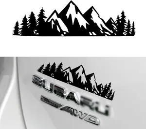 Vinyl Snow Mountain Tree Decal Sticker, Trunk Logo Decal Sticker, Car Exterior Accessories(Black)