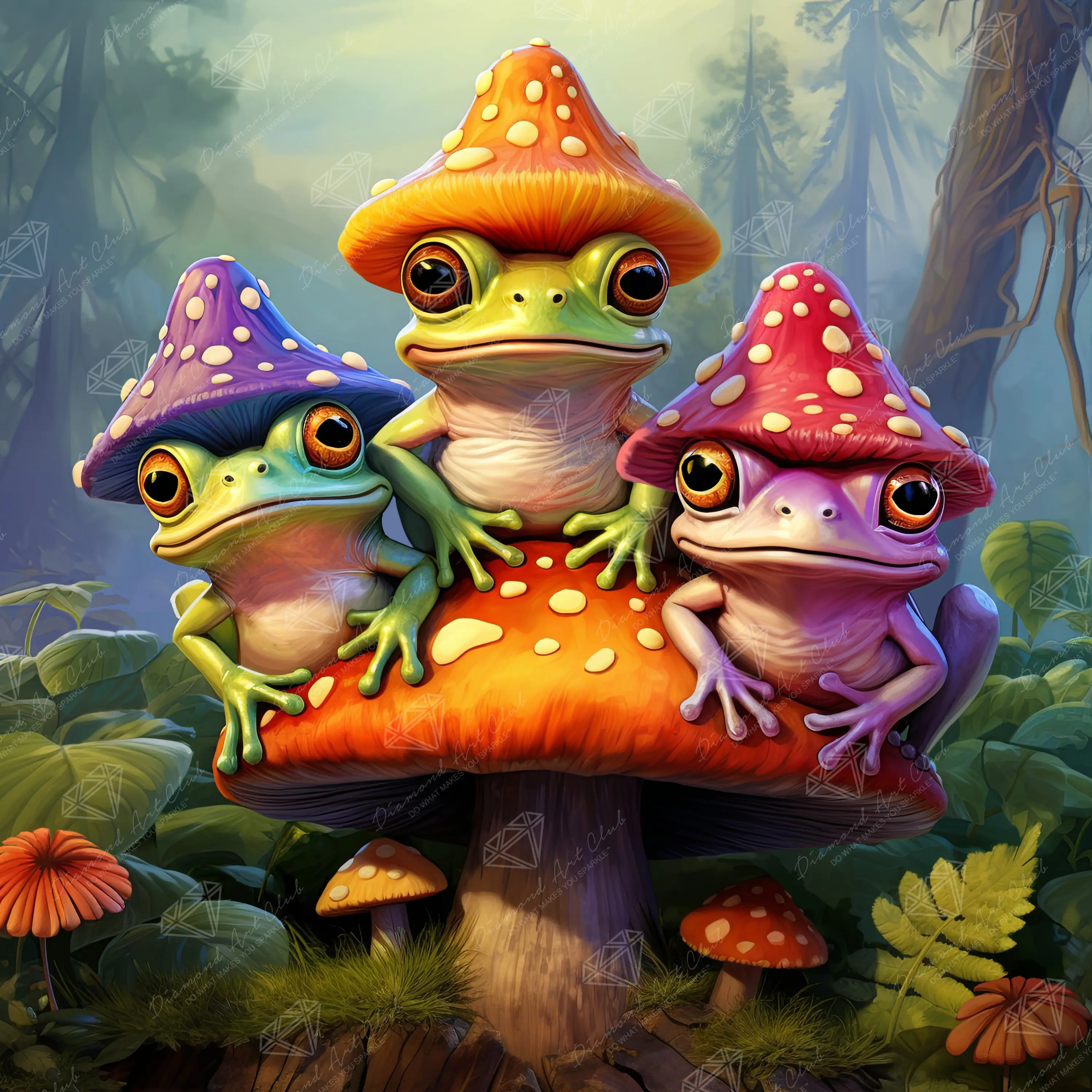 Diamond Art Club® Mushroom Hat Frog Friends Diamond Painting Kit