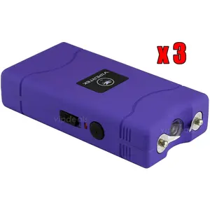 (3) VIPERTEK PURPLE VTS-880 Mini Built in LED Flashlight Rechargeable - Compact Design for Everyday Use & Emergency Situations Bright Efficient Lighting