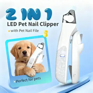2-In-1 Pet Nail Clippers with LED Light, Precision Cat & Dog Nail Trimmer, Safe and Accurate Grooming Tool for Dogs & Cats