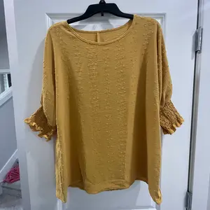 【 Plus Size】 Solid Embroidery Blouse, Casual Basic Round Neck Top for Daily Wear, Women's Clothing for All Seasons, Womenswear