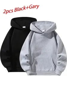 Men's Spring & Fall Sweatshirt, All Season Pullover, Classic Minimalist Pullover Hoodie, Long Sleeve, Blue, Youth Student Wear, Casual Sports Basic Top, Unisex, Menswear, Casual Loose Sweatshirt, Hoodies