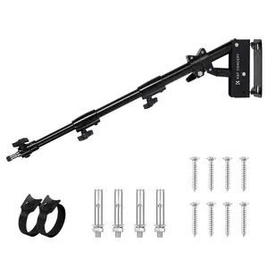 K&F CONCEPT Wall Mount Boom Arm 39.4"- Rotating Triangle Stand for Ring Light, Softbox, Reflector - Support 180 ° Flexible Rotation, 20-39in Adjustable Length, 20lbs Heavy Duty with 1/4''&3/8'' Mount