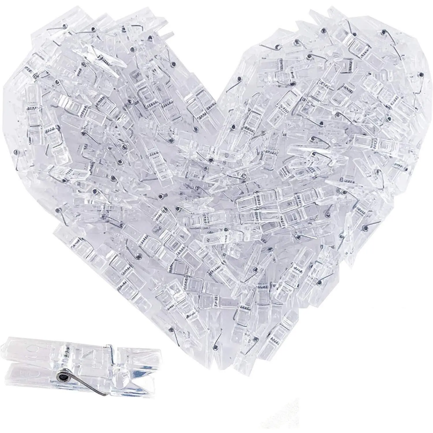 128 counts Photo Clips Mini Transparent Plastic Clear Clips, Clothespins Binder Clips for Hanging String Fairy Lights Picture, Polaroid Clips as Gifts for Family Friend Birthday