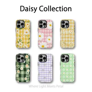 Magsafe Lavender Gingham Flower Luxe Case - Cute Minimalist Statement, Floral Design Compatible with iPhone 17 16 15 14 13 12 11 X Plus/Air/Pro Max/Pro & Samsung Galaxy Series, Tough Phone Cellphone Durable teddy bunny purse magnetic mount Monkey Cartoon