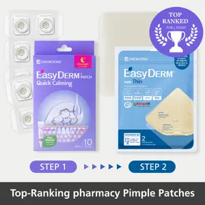 EasyDerm Quick Calming Patches 10-Pack | Cica Ampoule & Tea Tree Oil | Korean Hydrocolloid | Gentle & Soothing for Acne & Wound Care | 4"x4" Dressings | Scissors Included