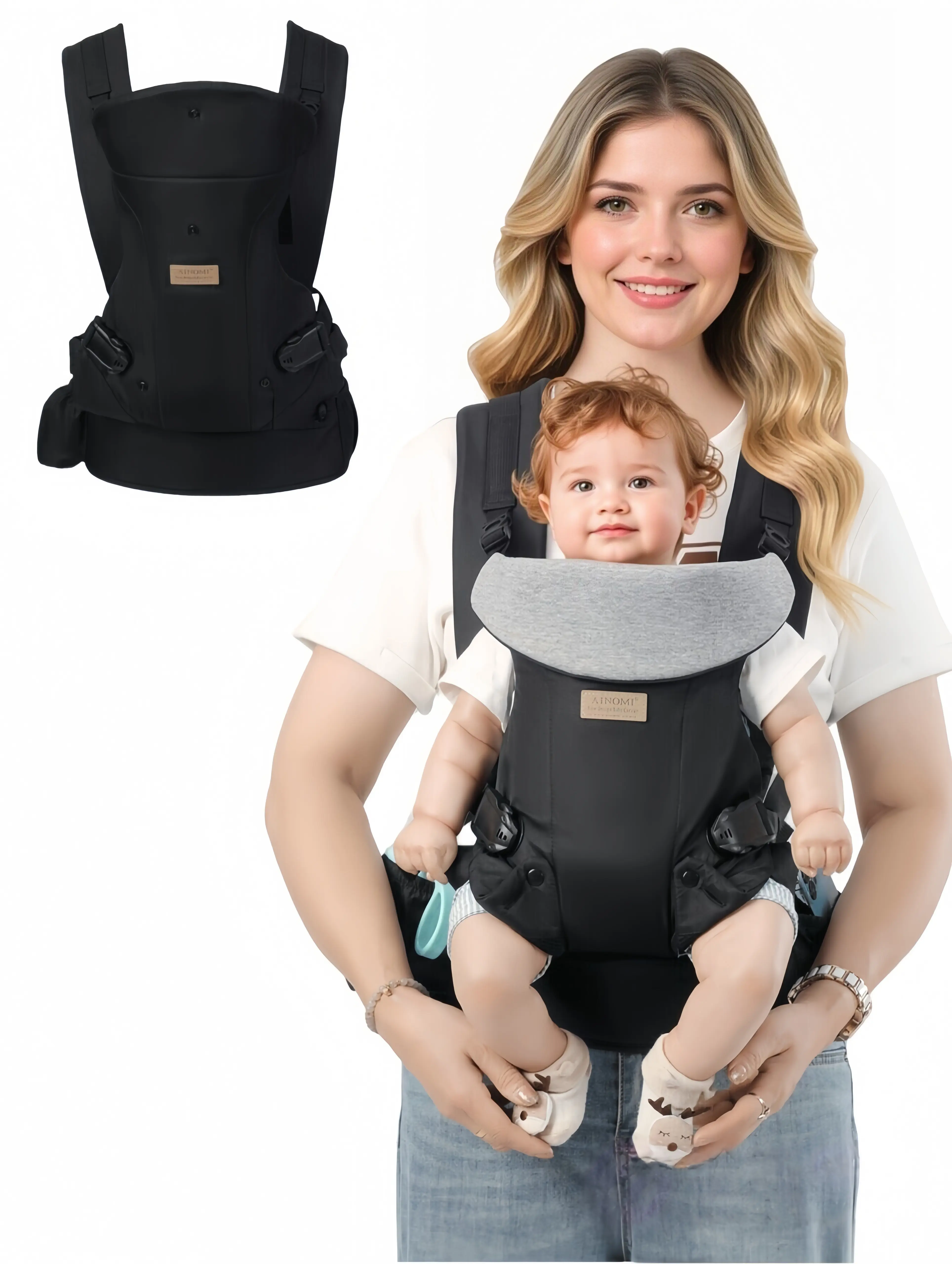 Mom Must-Have Ergonomic All-Position Baby Carrier | Lumbar Support Eases Back Pain portabeb cozy wrap velcro child in twin products fit newborn