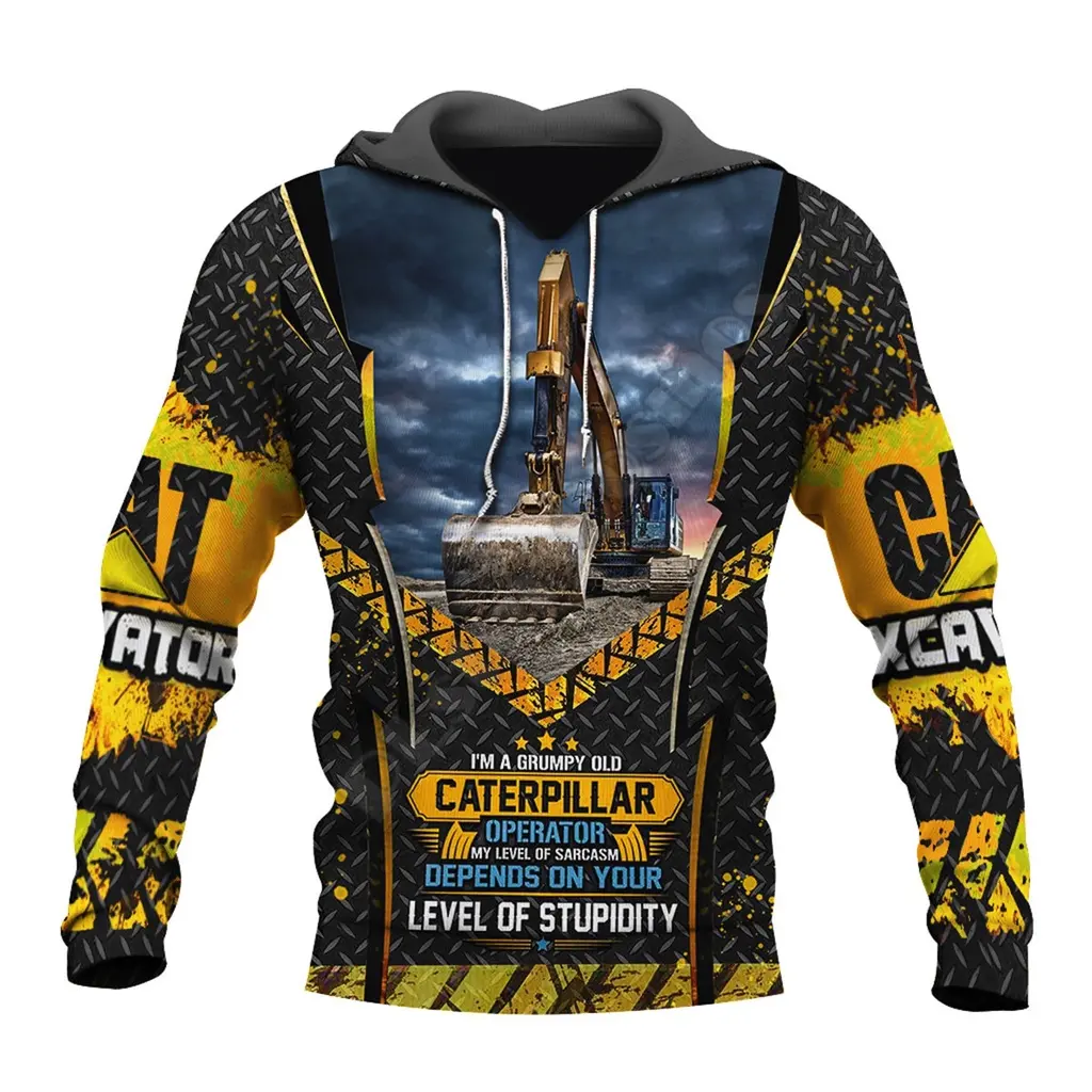 Winter Fall Hooded Sweatshirt Husband Track CATERPILLAR Excavator 3D Print Graphic Men'S Hoodies Women Men Clothes(Free Custom Name Logo) Versatile Hoodie