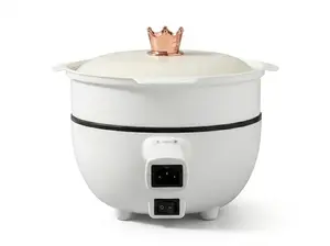 Electric Hot Pot Non-Stick Frying Pan - Portable Rapid Ramen Noodle Cooker with Long Handle, Steamer, Spatula, Dual Power Control, Overheat & Dry-Boil Protection, Food Domes, Ramen Noodle Cooker Food Domes