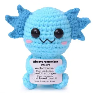 Cute Crochet Axolotl Toy, Handmade Crochet Figure, Back-To-School Care Set, Emotional Support Knitted Plush Gift, Ideal for Kids & Students, Office Use, Axolotl Stuffed Animals, Stuffed Animal Gifts