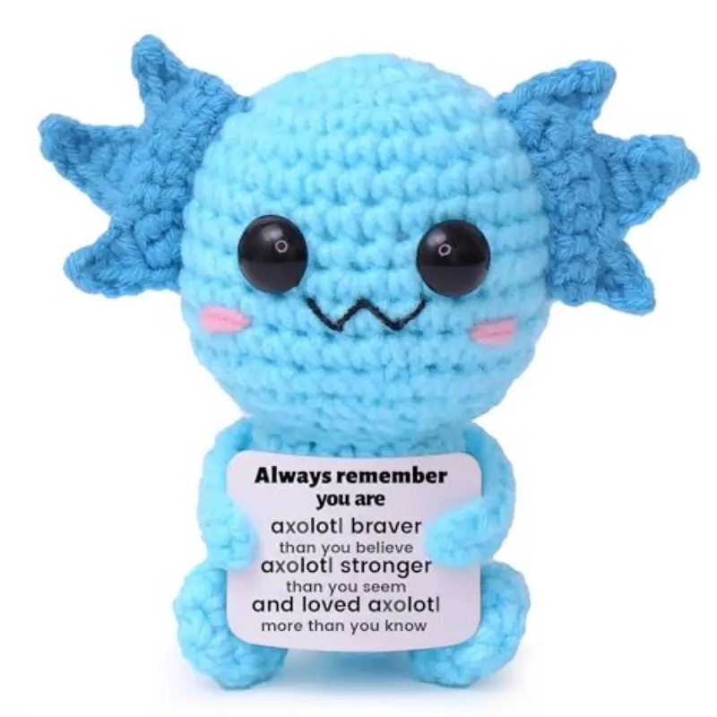Cute Crochet Axolotl Toy, Handmade Crochet Figure, Back-To-School Care Set, Emotional Support Knitted Plush Gift, Ideal for Kids & Students, Office Use, Axolotl Stuffed Animals, Stuffed Animal Gifts, Cute Stuffies