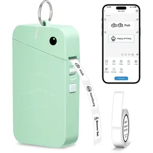 S001 Label Maker Machine with Tape, Portable  Label Maker for Home and Office Organization, Thermal Label Printer Mini Label Maker with Multiple Templates, Green