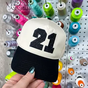 Embroidered Glitter Jersey Number Hat