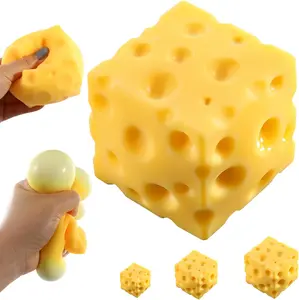 Squishy Cheese Block - Yellow, moldable fidget Toy with Squeeze Feature, Ideal for Play and Relaxation