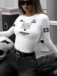 Women's Milk Silk Fabric Soft Comfortable Long Sleeve Slim Fit Short Dress, Digital 23 Print, Casual Fashion Vintage Style