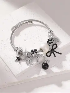 Cute Cat & Star & Bow & Flower Design Charm Bracelet, Stainless Steel Bracelets, Premium Bracelet, Pretty Bracelet, Fashion Jewelry for Party, Daily Clothing Decor, Trendy All-match & Exquisite Jewelry for Birthday Gift