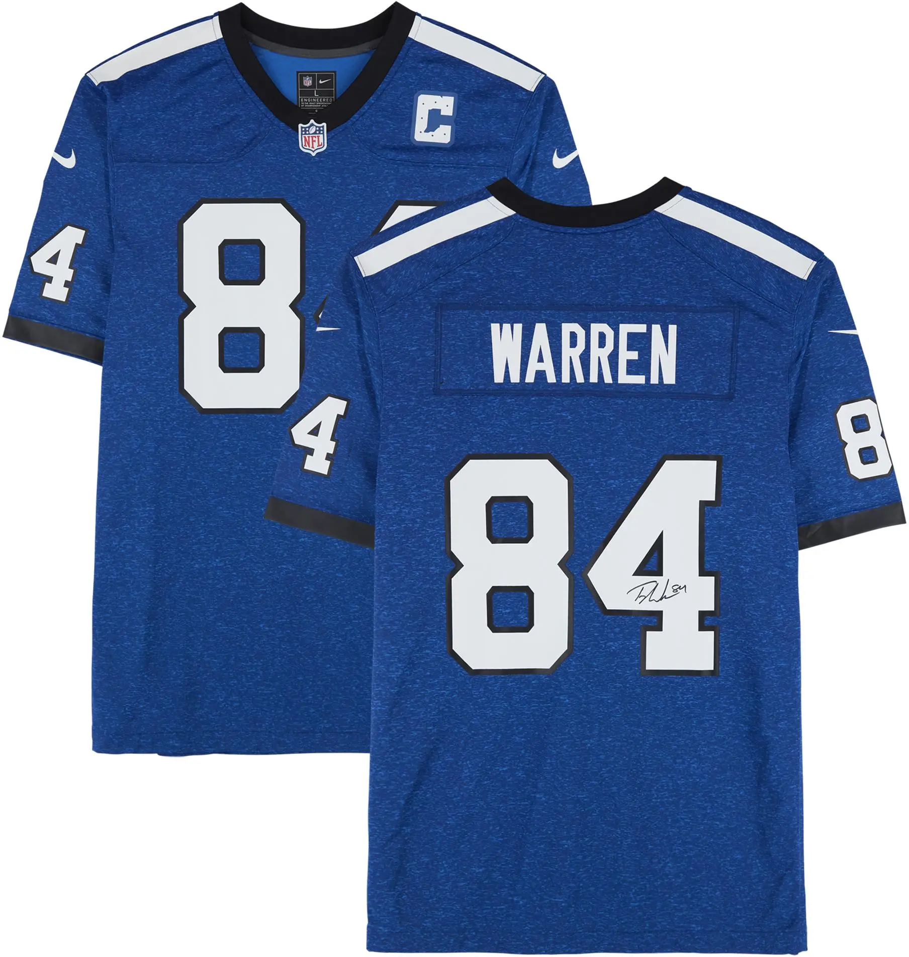Tyler Warren Indianapolis Colts Autographed Nike Blue and Black Alternate Game Jersey - Fanatics Authentic Certified