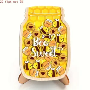 30-Piece 2D Wooden Bee Honey Jar Decor Set with Stand, 25pcs Bee/honeycomb/honey Pot Cutouts, Perfect for Home/kitchen/nursery/party Decor Decoration